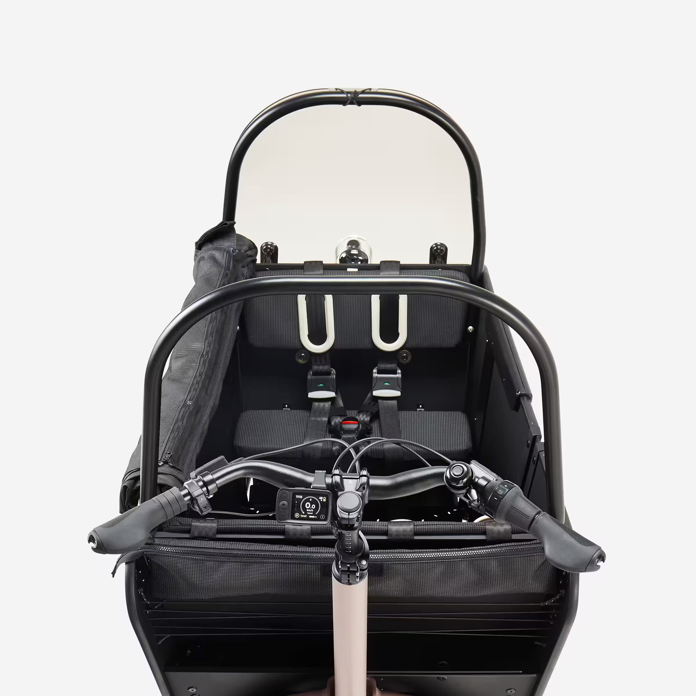 BTWIN F900E – Vélo cargo électrique biporteur famille (taupe)