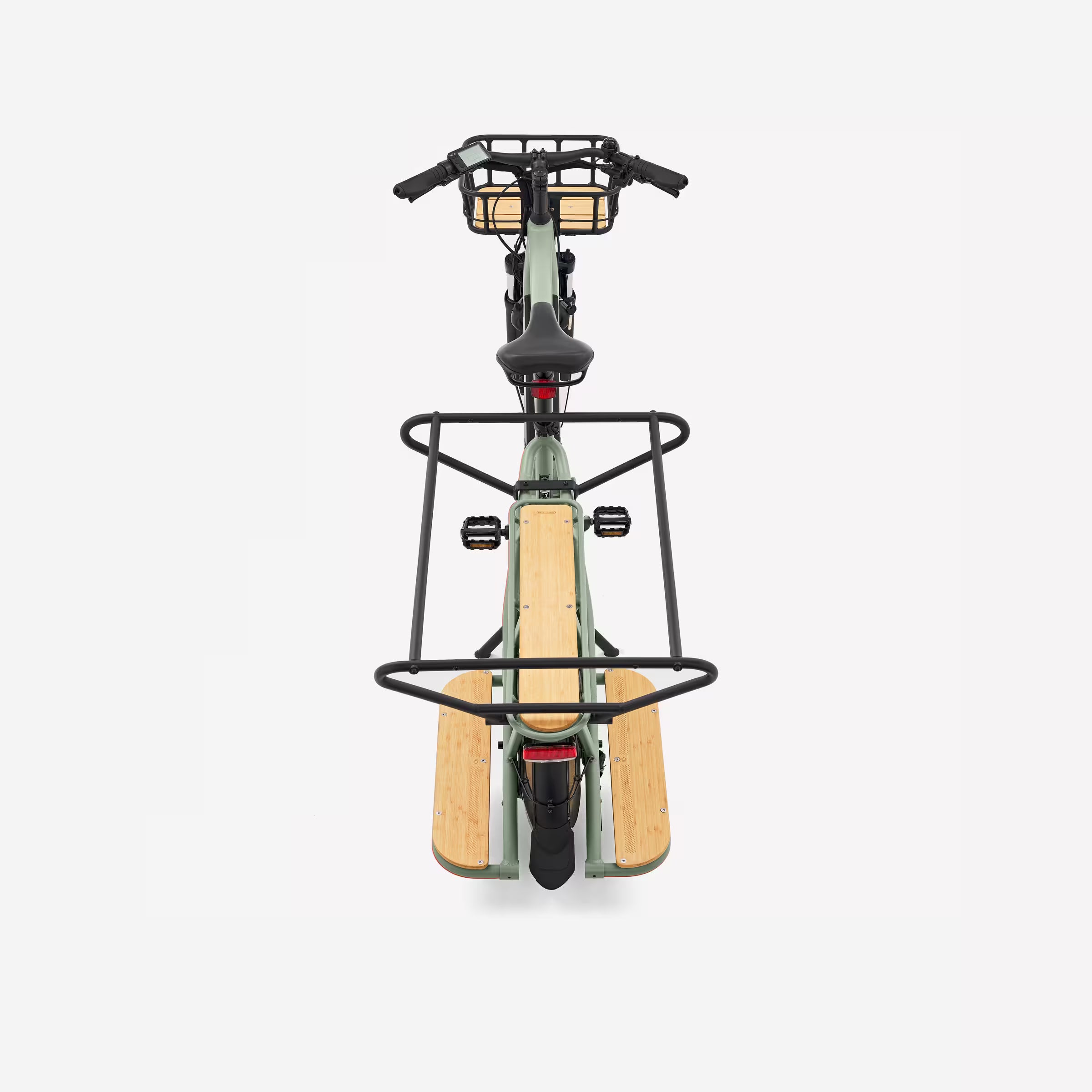 BTWIN R500E – Vélo Cargo Électrique Longtail (Vert Sauge)